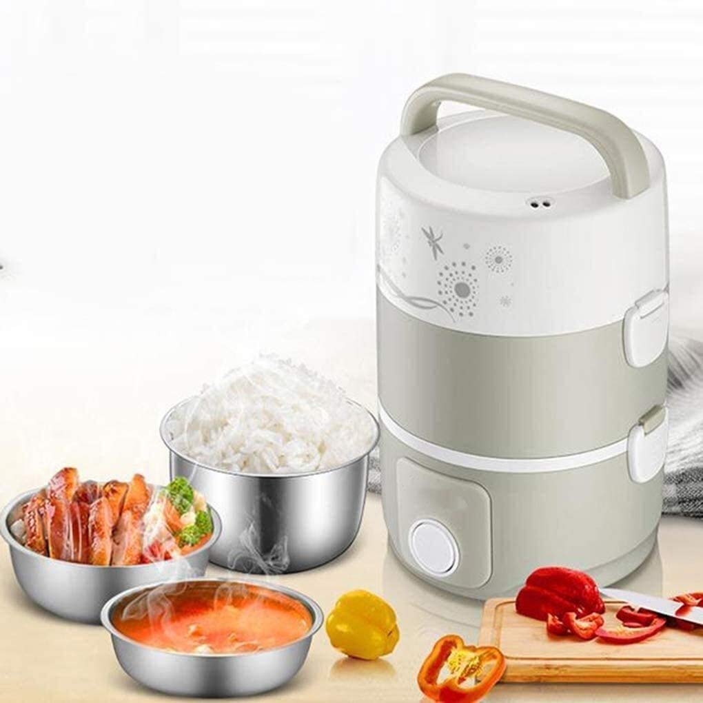 Cooking Box for il pranzo elettrico, in acciaio inox interno a tre strati mini fornello di riso, multi-function cottura a vapore scatola di pranzo for la scuola di casa scolastica cuoco cibo cru