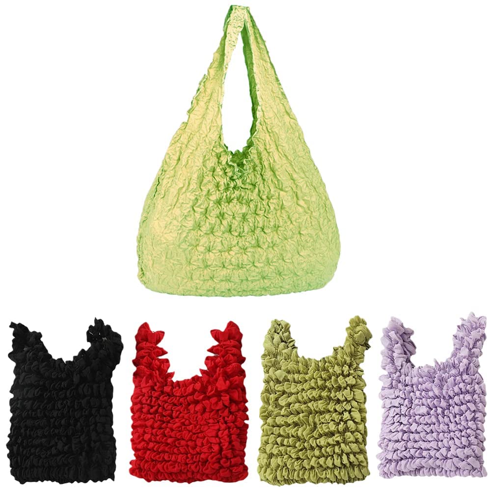 4 Pcs Magic Stretch Bag Pleated Bag, Portable Reusable Large Capacity Retractable Eco Shopping Bags Fruit Vege Grocery Bag