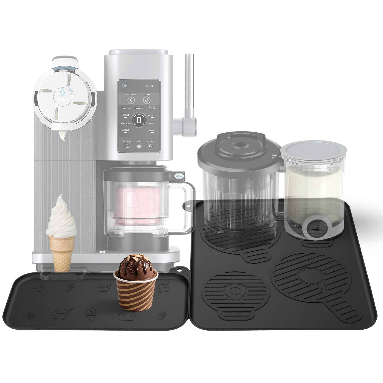 Palksky Silicone Mat for Ninja Swirl Ice Creami Maker 1 Set of 2 Silicone Pad for Ninja Soft