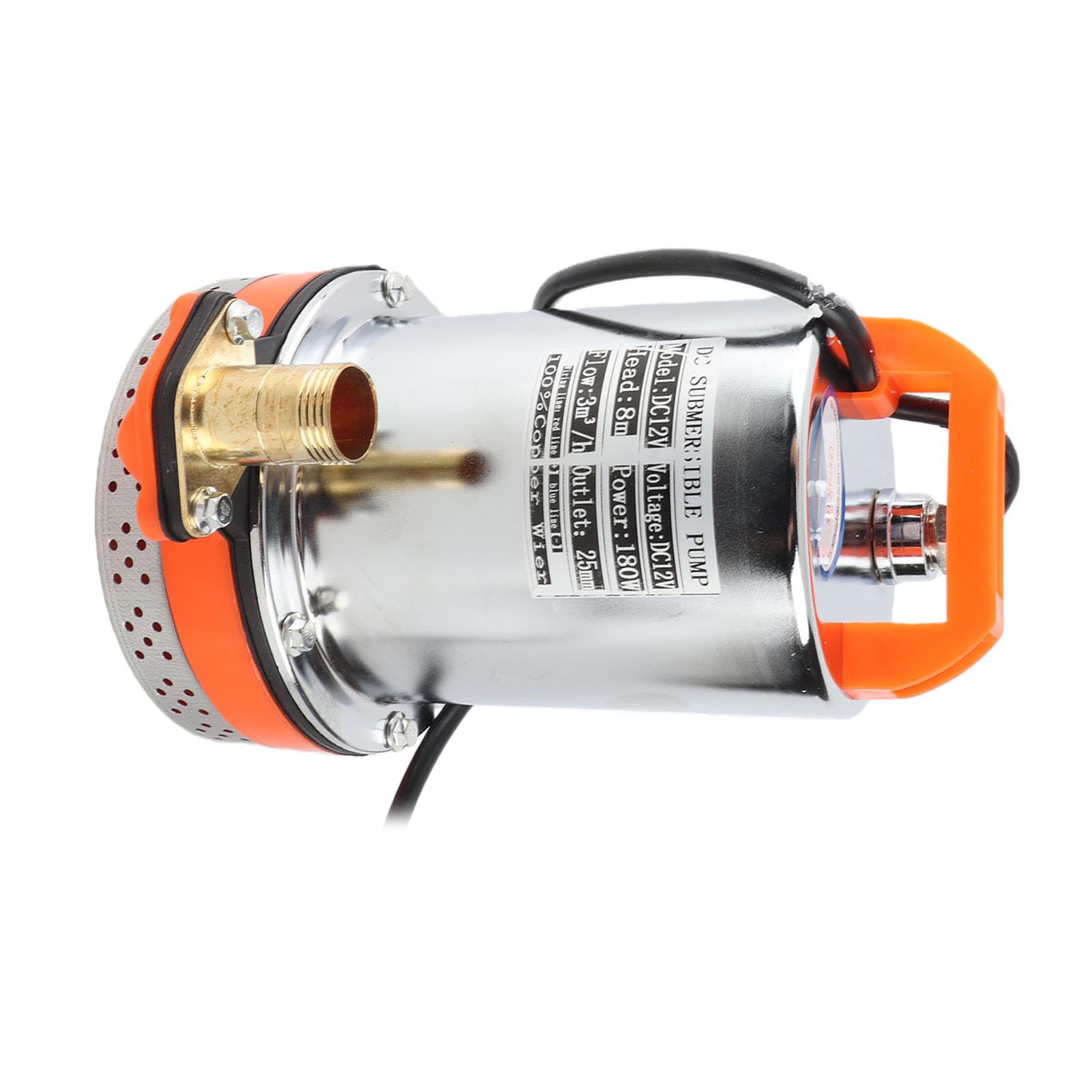 Bomba Sumergible con Batería Solar, Dispositivo Eficiente de Limpieza de Piscinas para Riego de Jardines y Llenado de Tanques de Agua, 180W, 12V, Elevación de 8m (12V)