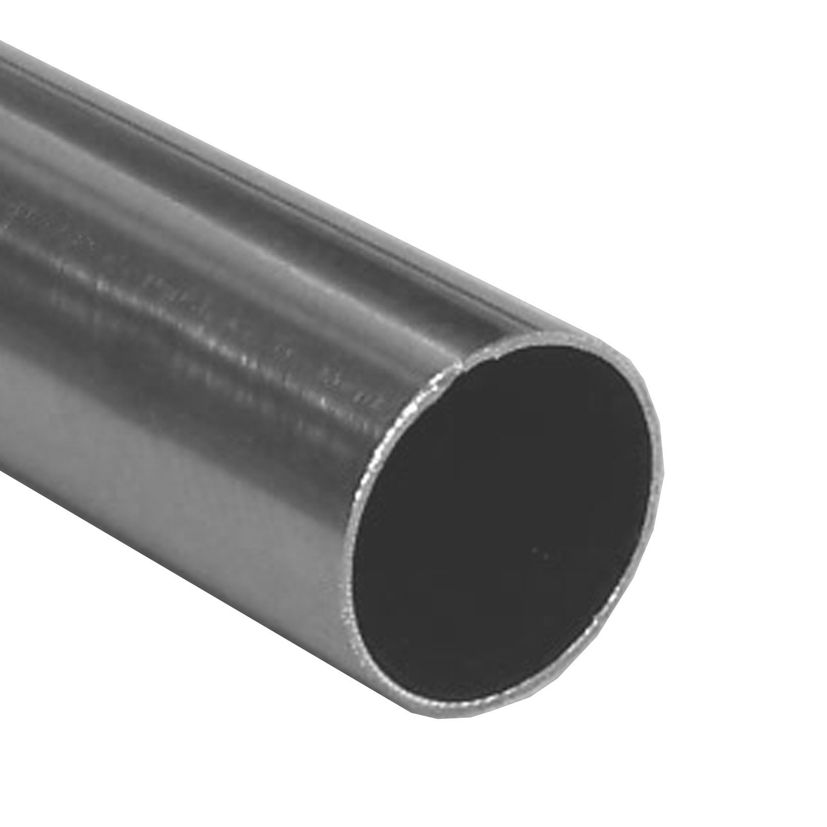 BASIT Gardinenstange Edelstahllook 20mm 1-läufig Decke 280cm lang D31 | Gardinenstangenset einläufig Deckenmontage Metall Vorhangstange Deckenhalterung 120-600cm wählbar Kappe E30