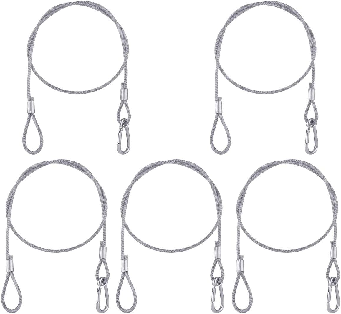 - 5 Pack Stage Light Safety Cable Stainless Steel Security Wire for Lighting, Luggage, Garage Goor, Camera