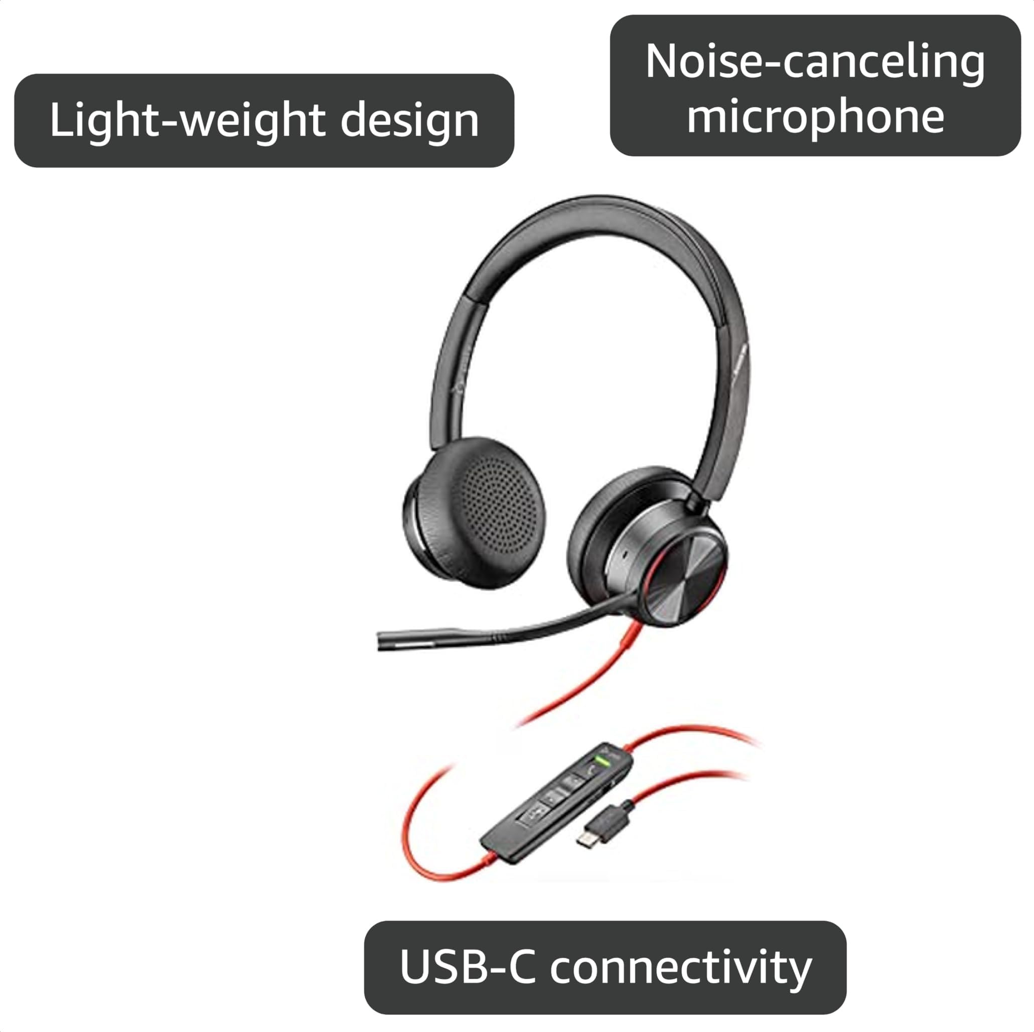 Amazon.com: Plantronics Poly - Blackwire 8225 Wired Headset with