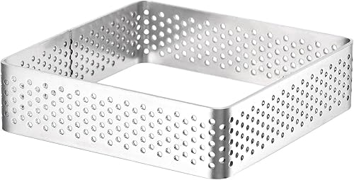 Miniatura 3 de uxcell Anillos de acero inoxidable para tartas, 2.95 pulgadas, anillo de mousse de pastel perforado, cuadrado, antiadherente, para postre,