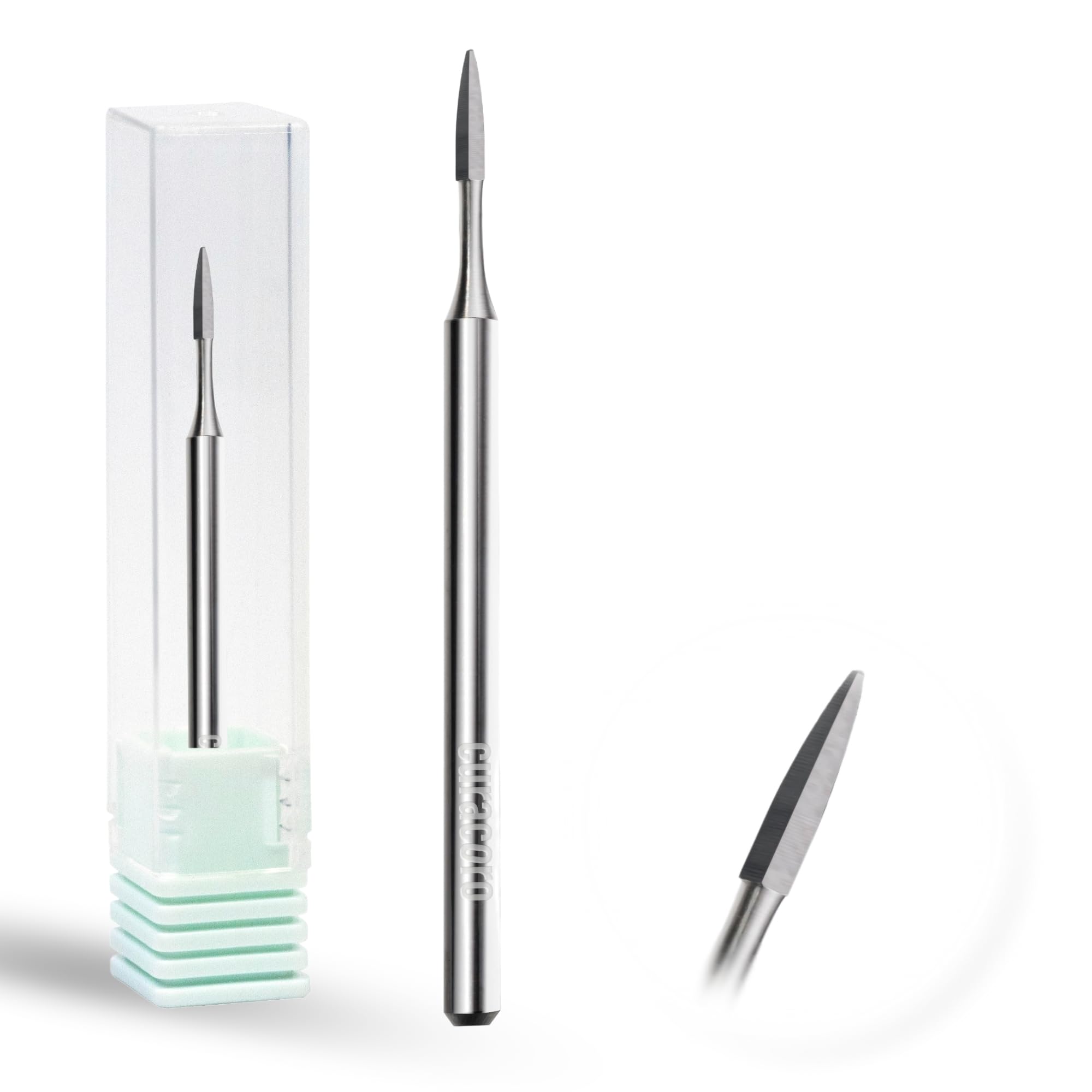 Curacoro Cuticle Nail Drill Bit 3/32'' - 1.2mm Flame Polygon Shape Bit for Professional Finish, Refine & Smooth Acrylic or Gel Nails, Nail Art