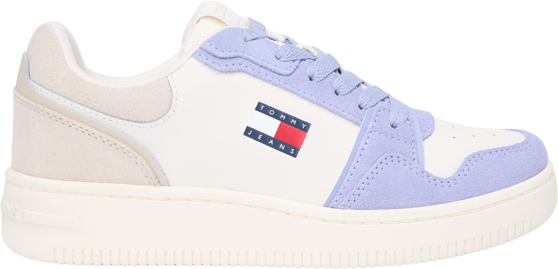 Tommy Jeans Donna Sneakers con Suola Alta Retro Basket con Lacci, Multicolore (Gulf Sand/Periwinkle Dust), 40