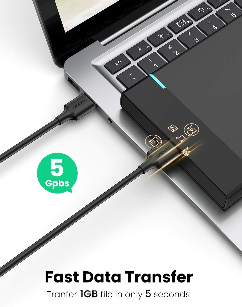 UGREEN USB to USB Cable Bundle with USB 3.0 Extension Cable image 3