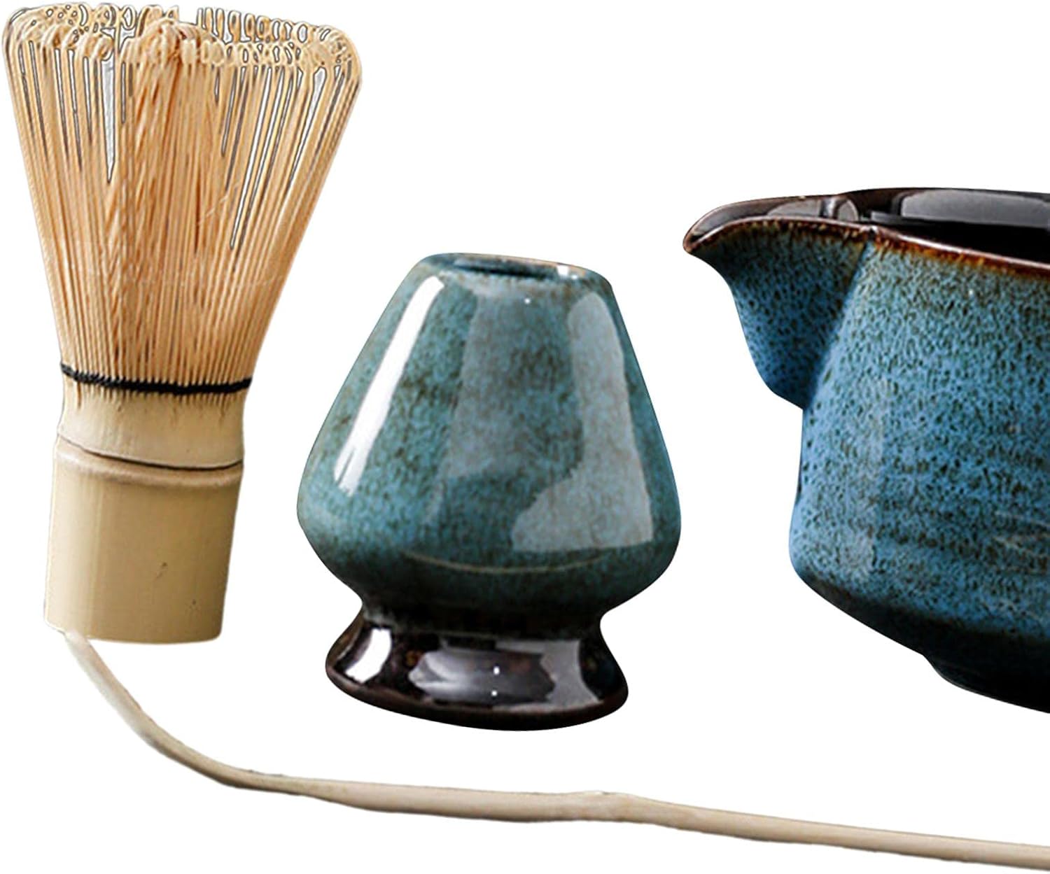 4Pcs Japanese Ceremonial Matcha Green Tea Bowl Full Kit Matcha Whisk Set with Accessories and Tools Bamboo Chasen Matcha Whisk Scoop and Holder, Blue, as described