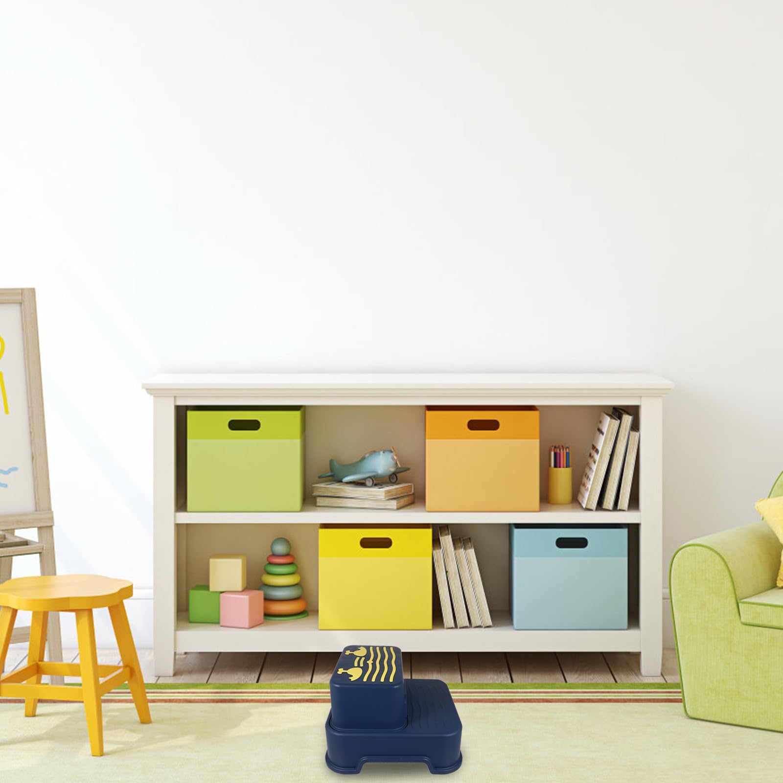 2 stufiger Kindertritthocker aus Rutschfestem Kunststoff mit Stabilem Design für Badezimmer und Kinderzimmer als Sicherer Tritthocker