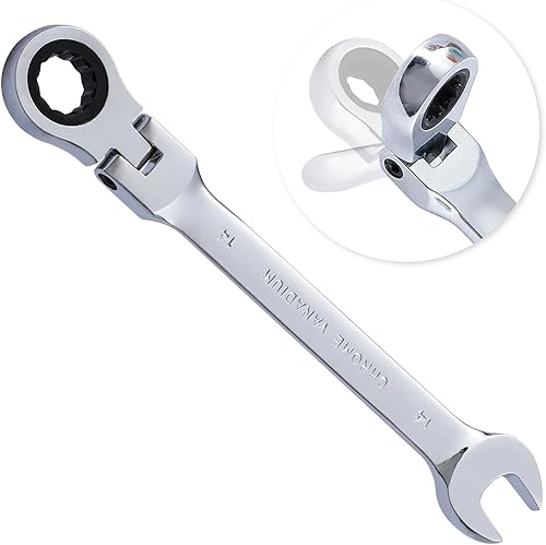 B4B BANG 4 BUCK Llave combinada de trinquete de 0.551 in, llave de trinquete métrica de cabeza flexible con 72 dientes y 5 movimiento llave de