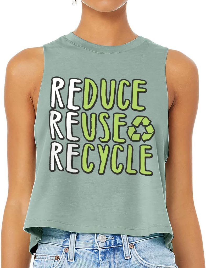 Reduce Reuse Recycle Racerback Cropped Tank - Word Print Women's Tank - Art Tank Top
