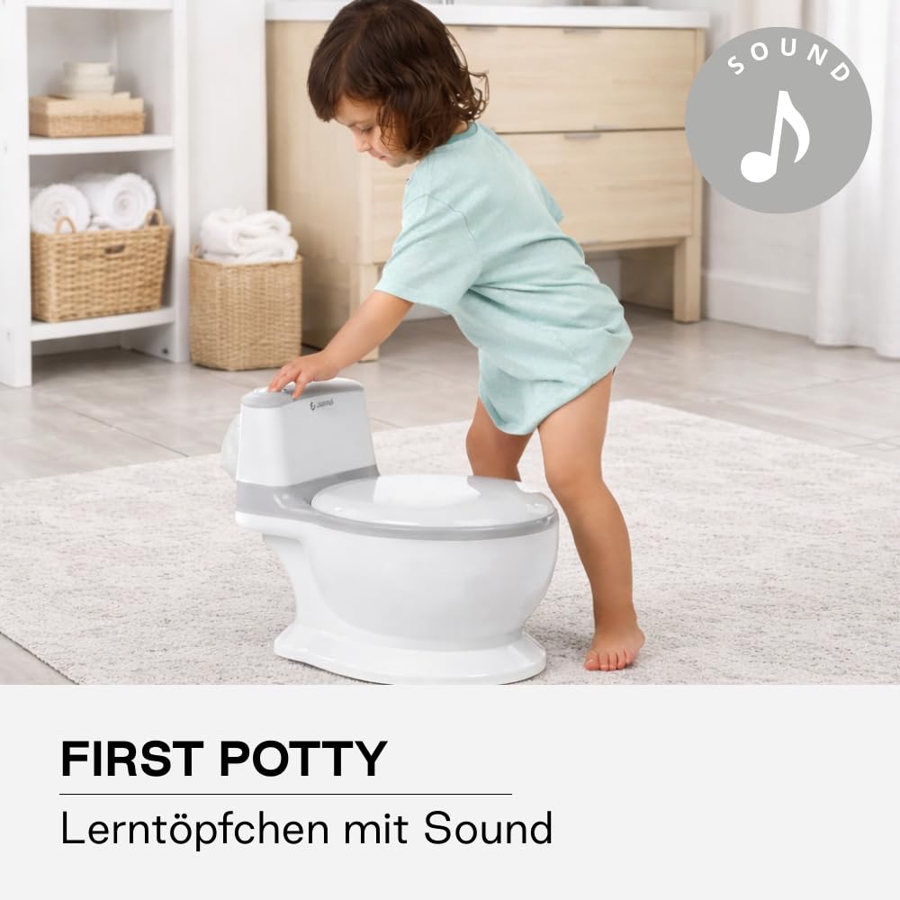 Jané First Potty Töpfchen mit Spülgeräusch, Rutschfest, Herausnehmbarer Einsatz, Spritzschutz, Leicht zu Reinigen
