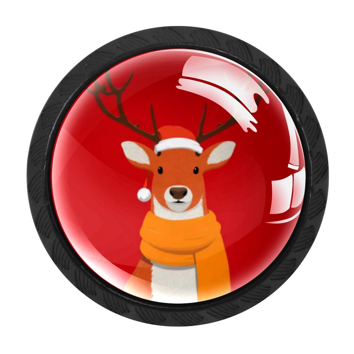 4 PCS Cabinet Knobs, Christmas Deer Funny Drawer Knobs Dresser Handles