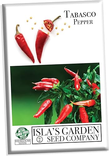 Semillas de chile rojo vivo "Tabasco" para plantar, más de 50 semillas tradicionales por paquete, semillas de jardín de Isla (semillas de jardín de