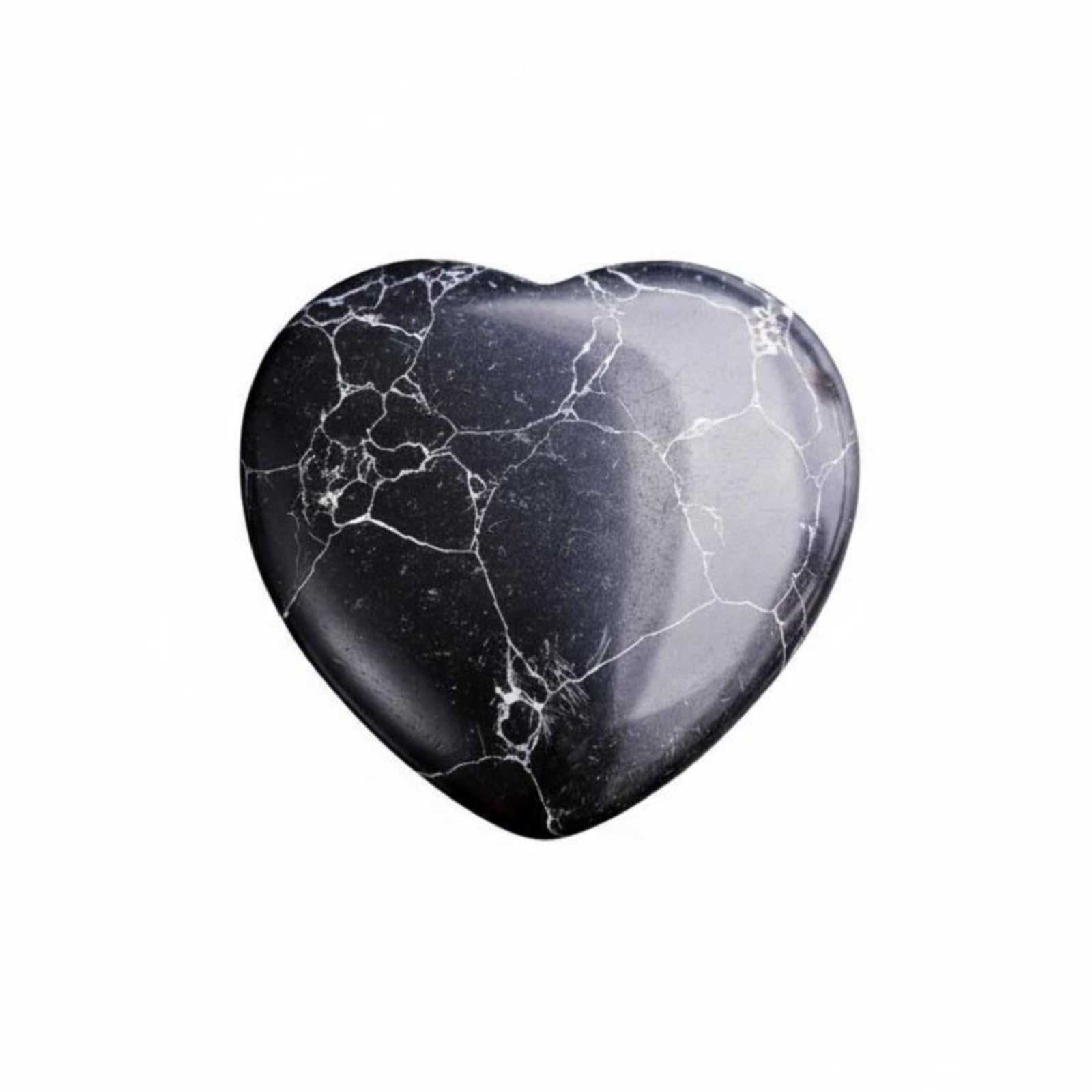 Urjix Polished Surface Holeless Heart Charm Variety of Colors Heart Shaped Crystal DIY Jewelry Stone for Craft Projects, Home Decor, Meditation, Black White Line-image-45