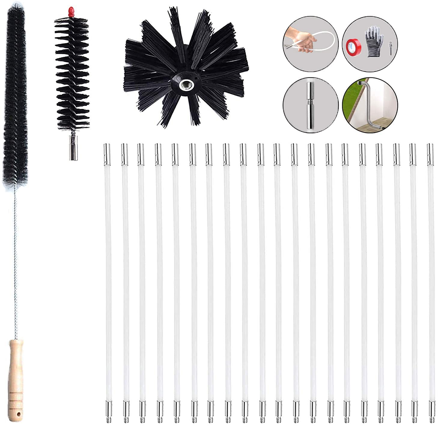 Buy 27 Feet Dryer Vent Cleaner Kit, Dryer Vent Cleaning Brushes with 20