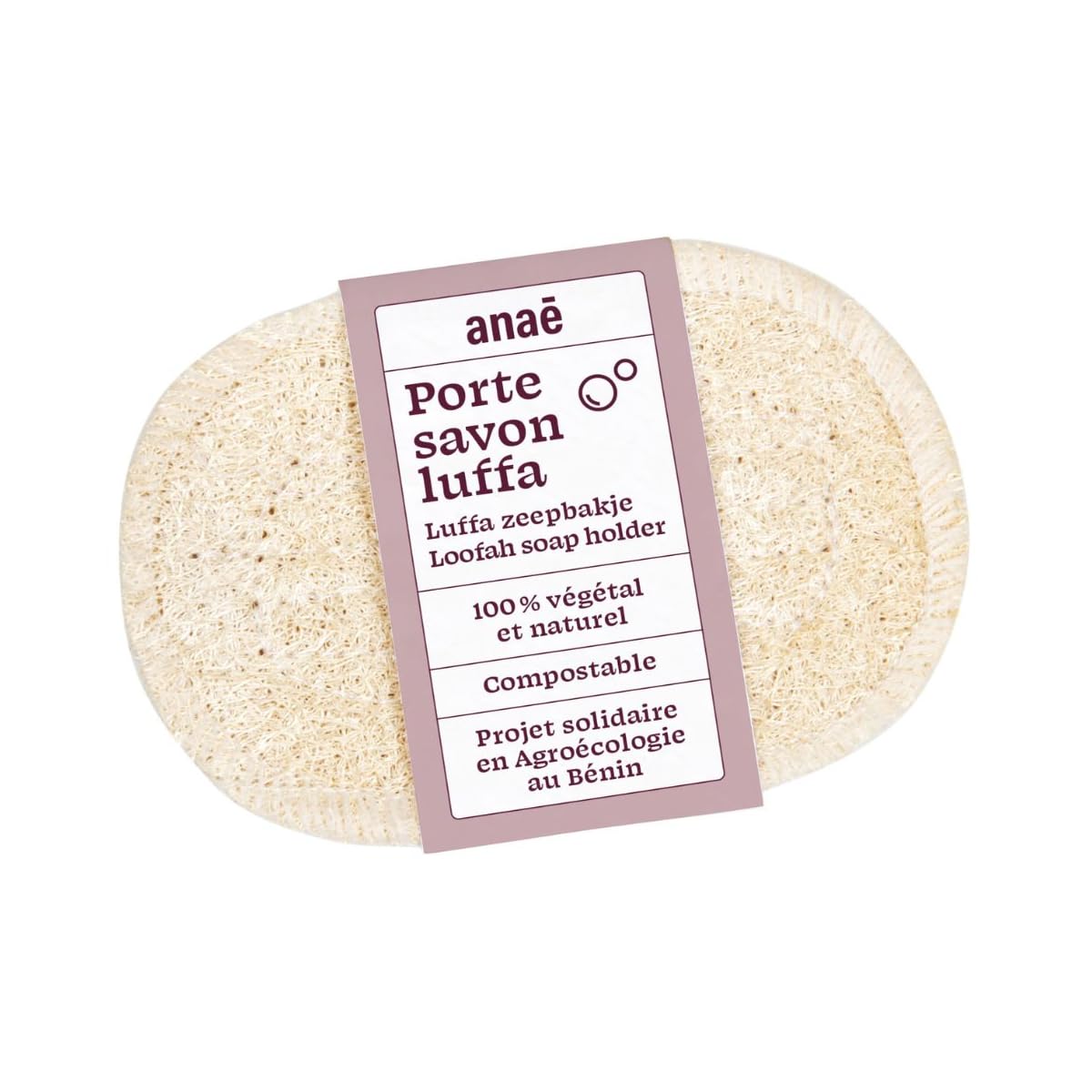 Anaé - Porte-​Savon en luffa - Non Blanchi, Fabrication Artisanale. Issu d'un Programme solidaire en agroécologie