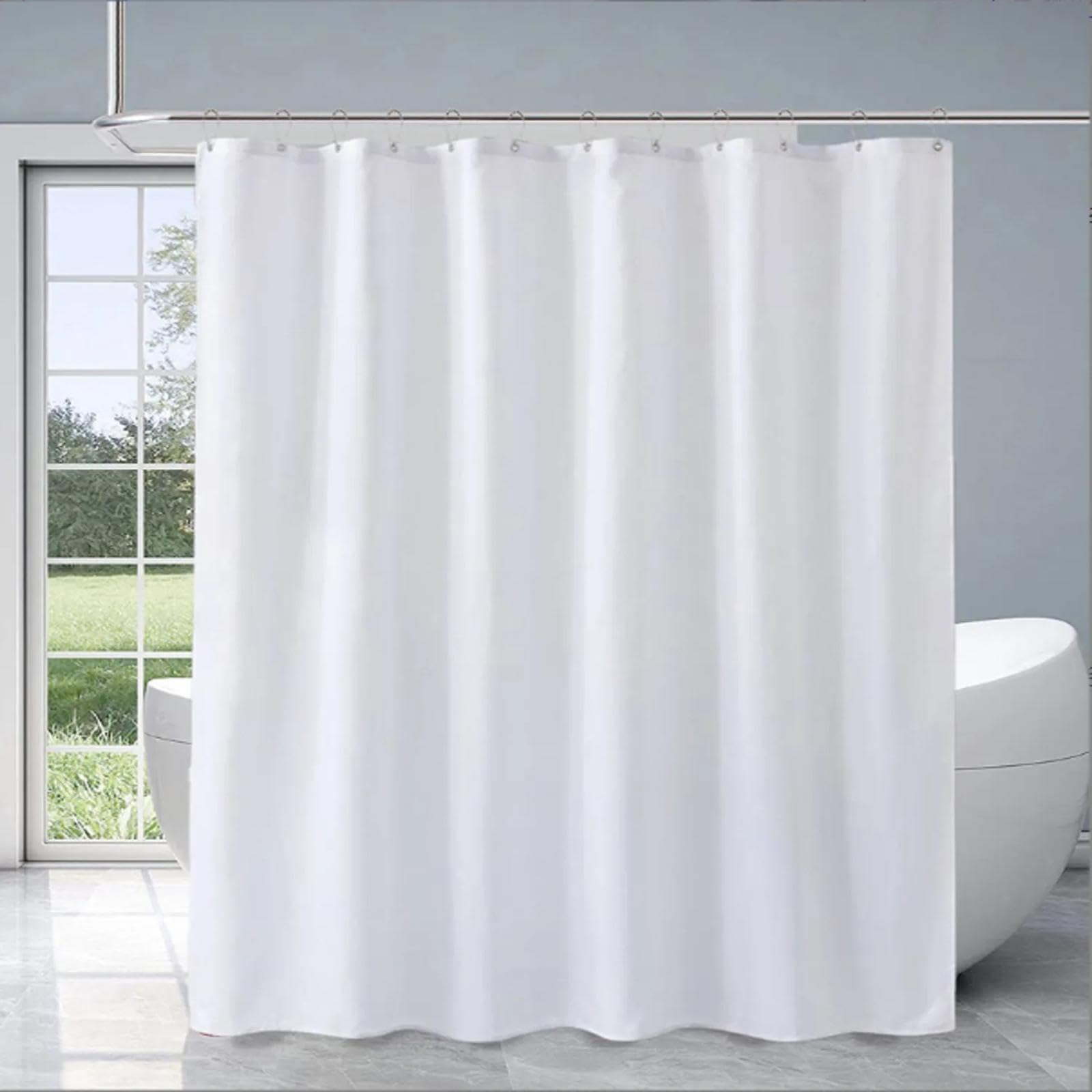 Cortina de ducha impermeable blanca de 200 x 200 cm, elegante decoración de baño, tela duradera para bañera y ducha, eleva la estética de tu baño, fácil cuidado