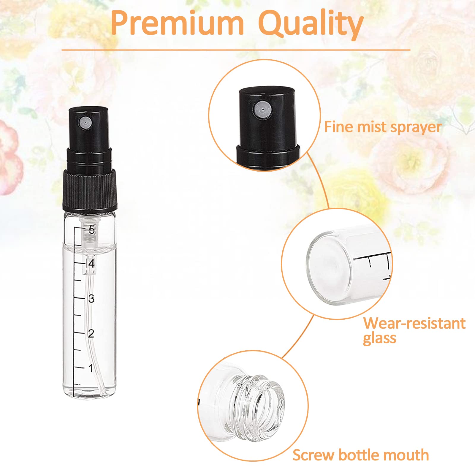 Leere Glas-Sprühflaschen Mit Skala – 5 Ml, 10 Stück, Für Parfüm & ätherische Öle