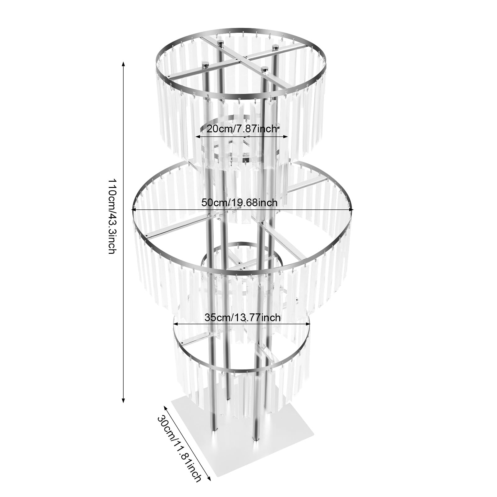 5 livelli di cristallo per matrimonio, colonna di fiori, altezza 110 cm, supporto decorativo in metallo, per matrimonio, fidanzamento, compleanno, decorazione da tavolo, argento