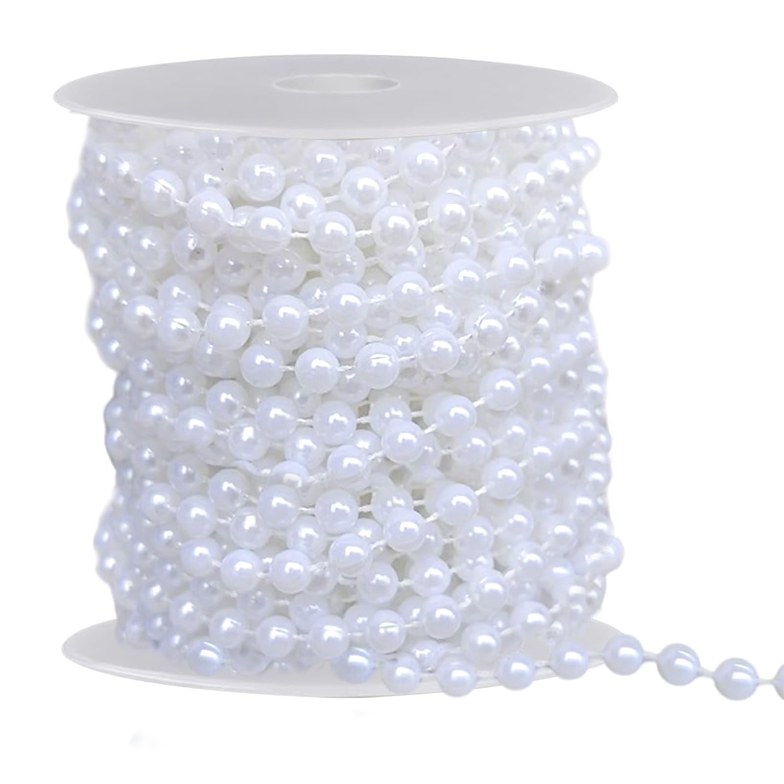 Pearl Beads String Garland, 15m White Pearls Bead Chain Ribbon Garlands 6mm String of Pearl Beaded Garland for DIY Crafting
