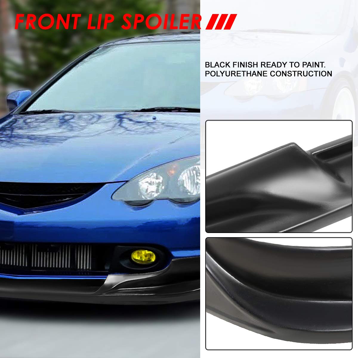 Amazon.com: Auto Dynasty C-West Style Matte Black Front Bumper Lip Splitter  Chin Spoiler Wing Body Kit Compatible with Acura RSX 02-04 : Automotive