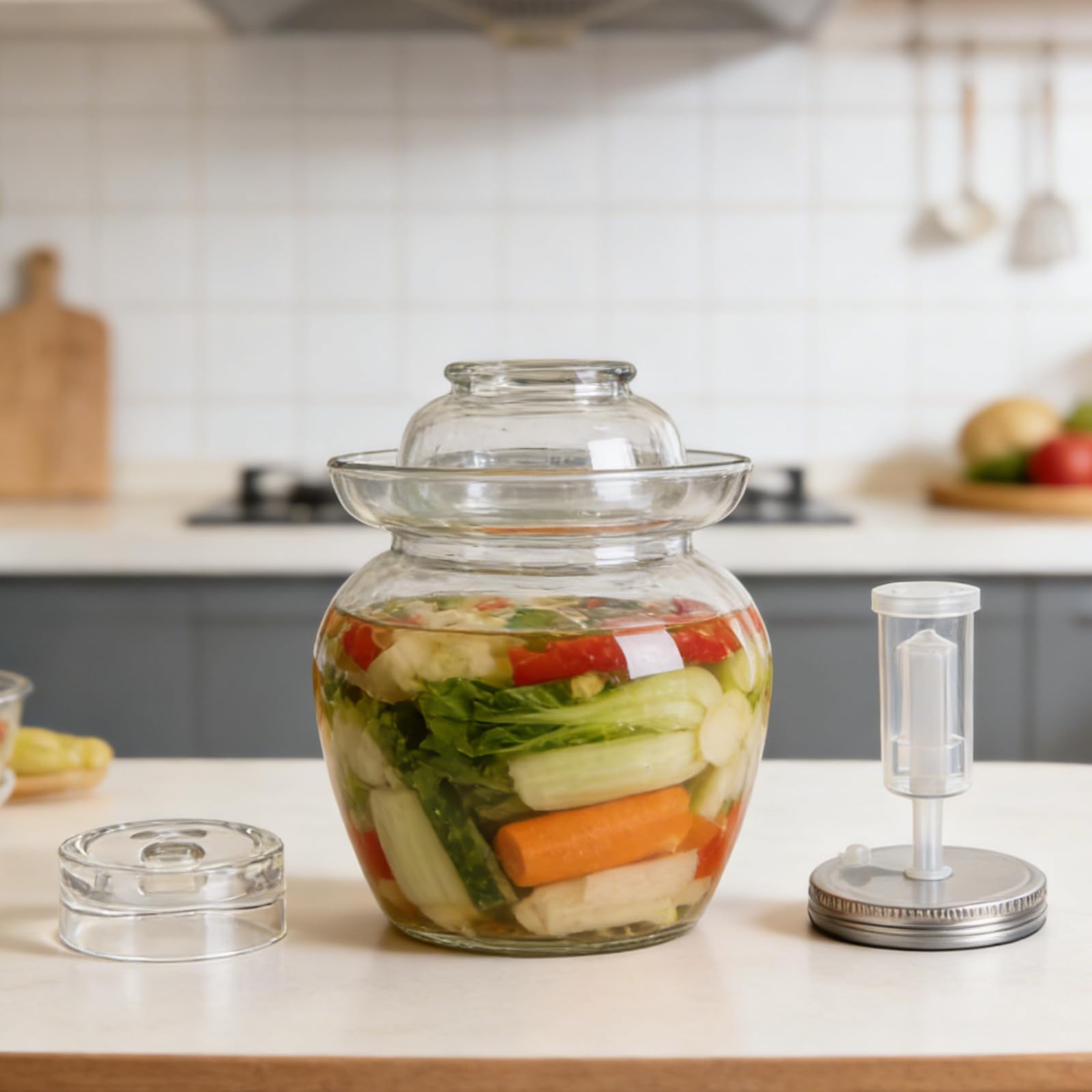 ULTECHNOVO Kit de Fermentación Casera con Pesos de Vidrio para Tarros Mason