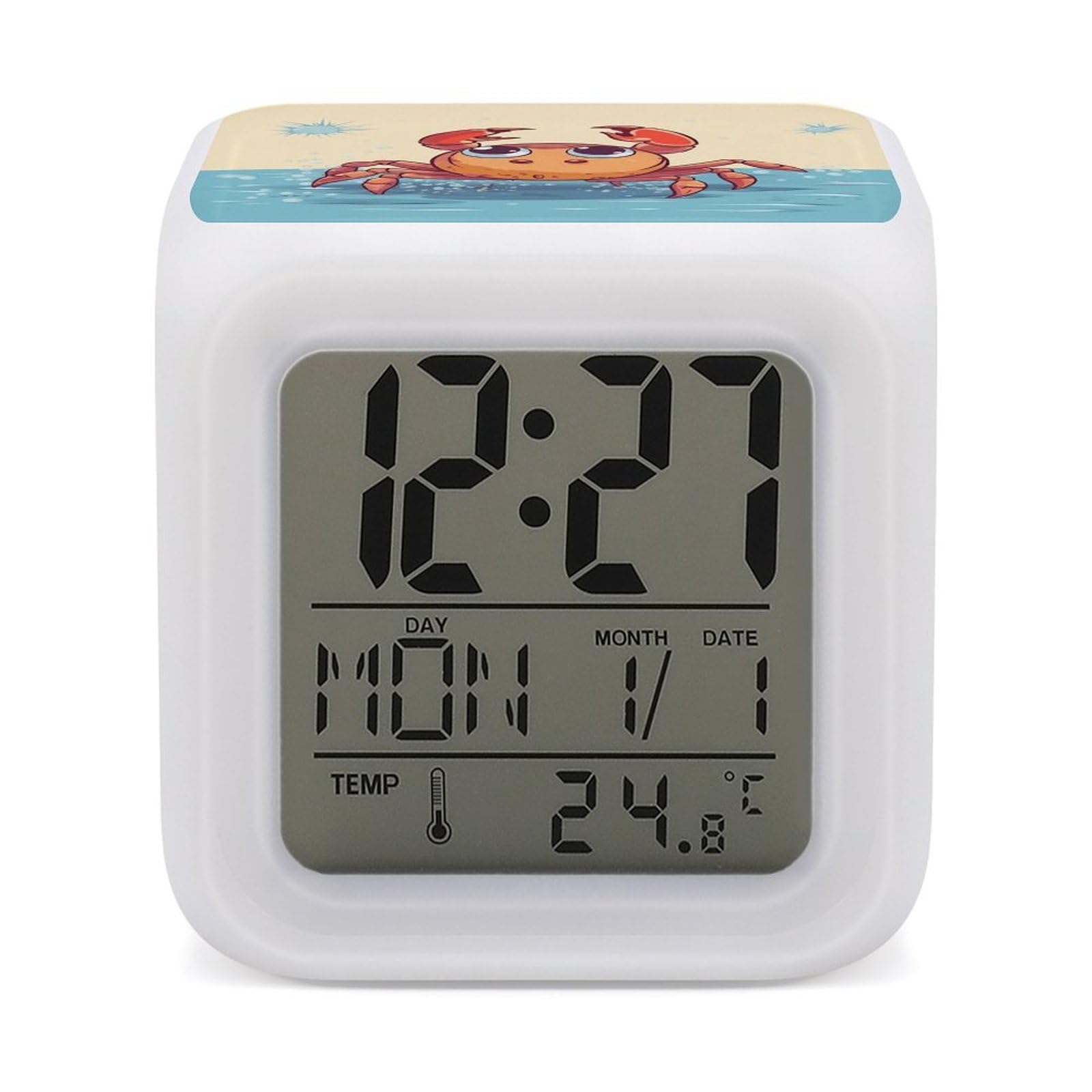 Petit réveil d'été crabe pour chambre d'enfant et bureau d'étudiant