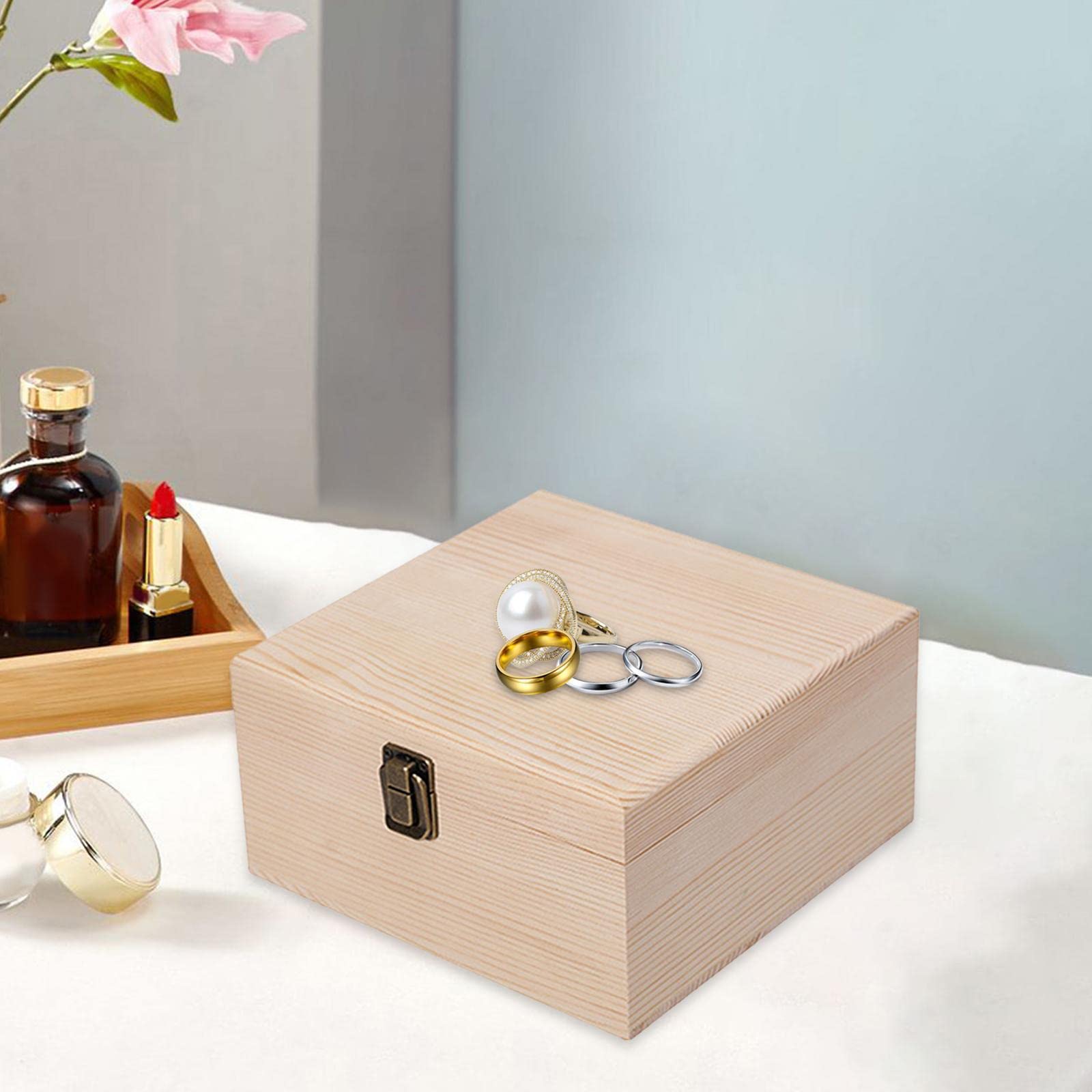 Amazon.co.jp: ヴィンテージスタイルの木製収納ボックス ヒンジ付き蓋