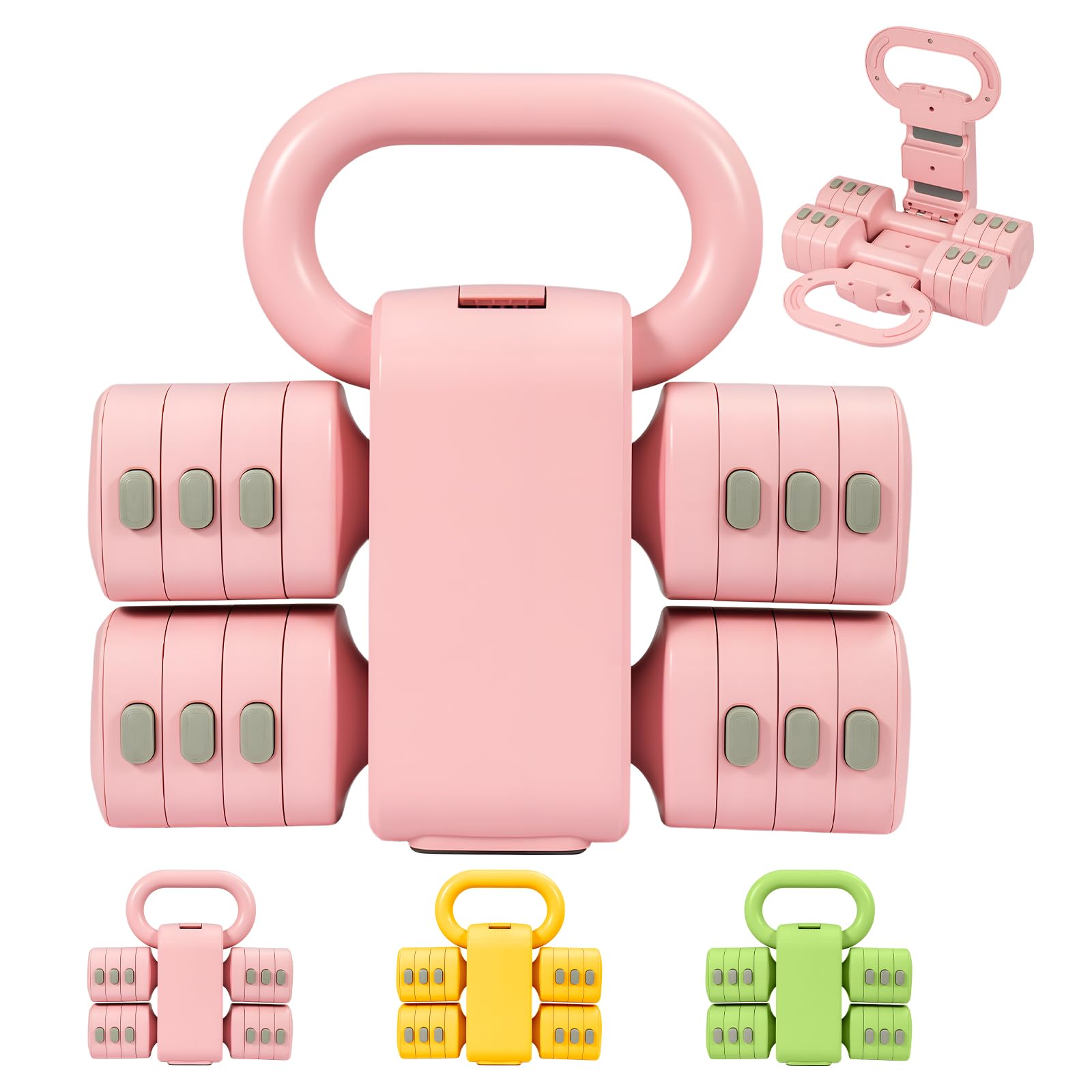 2-in-1-verstellbares Hantelset für Frauen, abnehmbare Hanteln und Kettlebell-Kombination, Heimfitnessgeräte für Krafttraining, kompaktes Design mit mehreren Gewichtsoptionen
