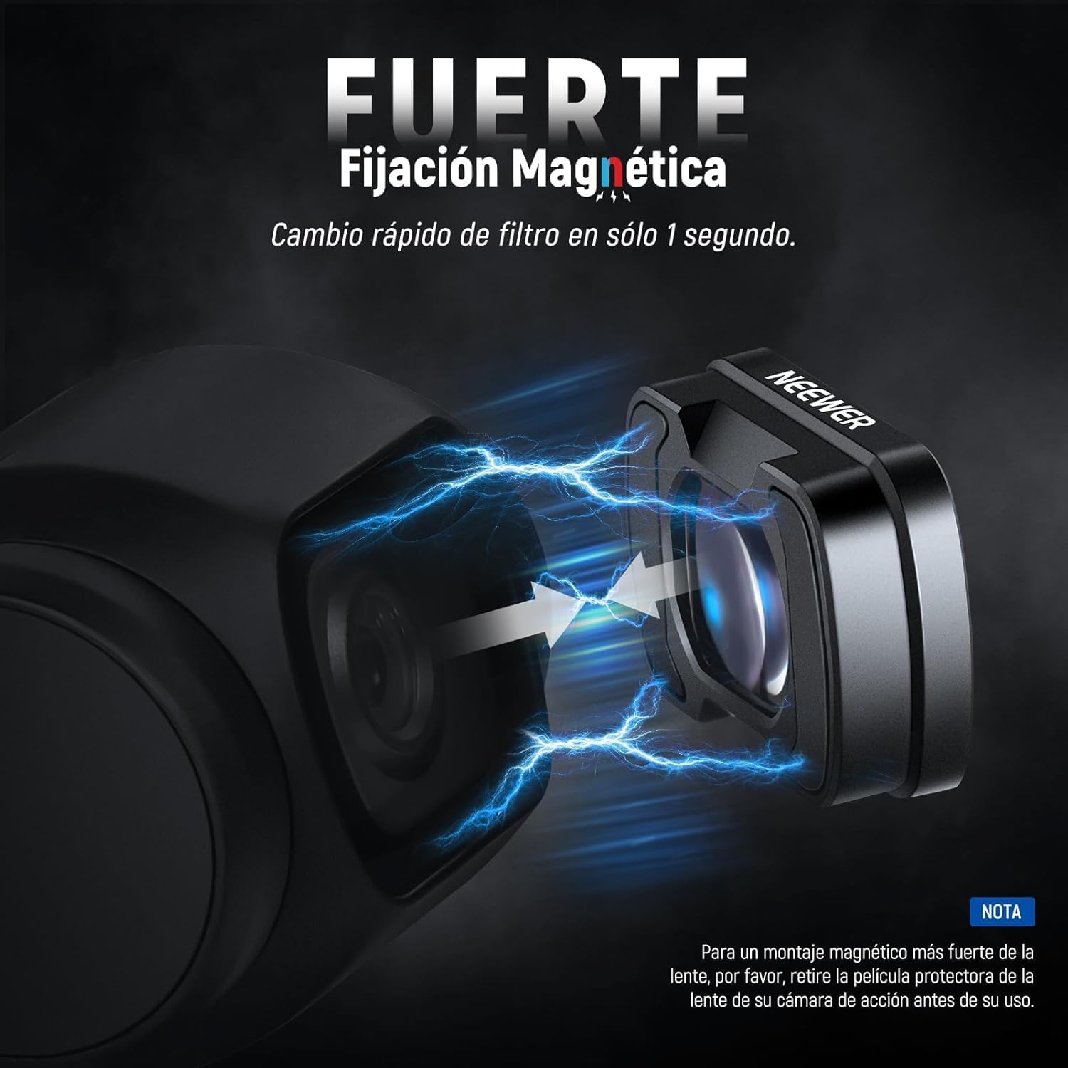 NEEWER Lente Gran Angular de 0.75X Compatible con dji OSMO Pocket 3 / Pocket 4 / Xtra Muse, Campo de Visión Ampliado de 108°, Lente Magnética Asférica HD para Cámara de Acción, LS-45