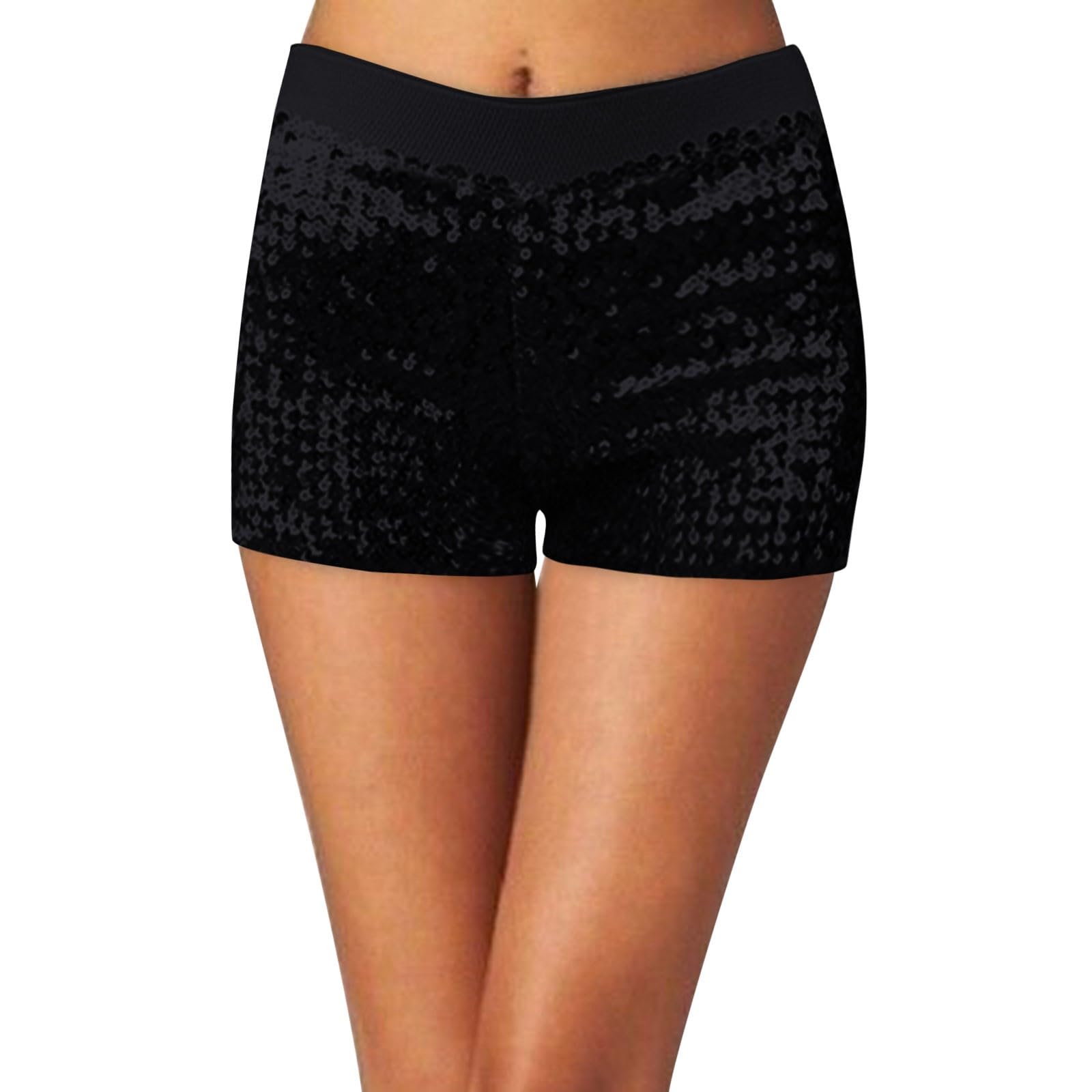 Generisch Pantalones cortos de lentejuelas brillantes para mujer, elásticos, para bailar, jazz, fiestas, elegantes y brillantes