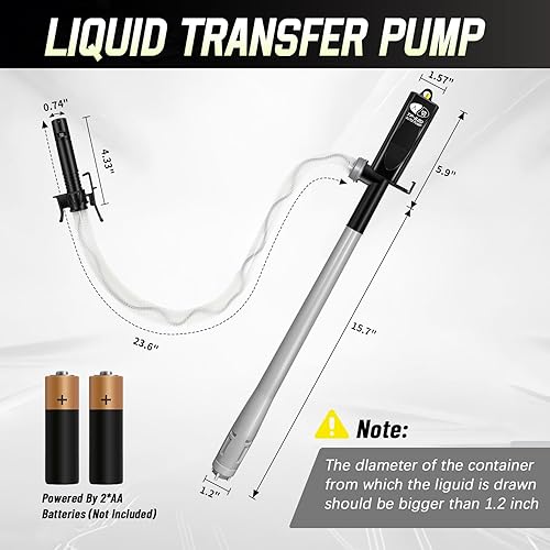 Miniatura 11 de Bomba portátil de transferencia de combustible - sifón de gas con batería para gasolina, diésel, transferencia de agua - 2.4 galones por minuto Rojo