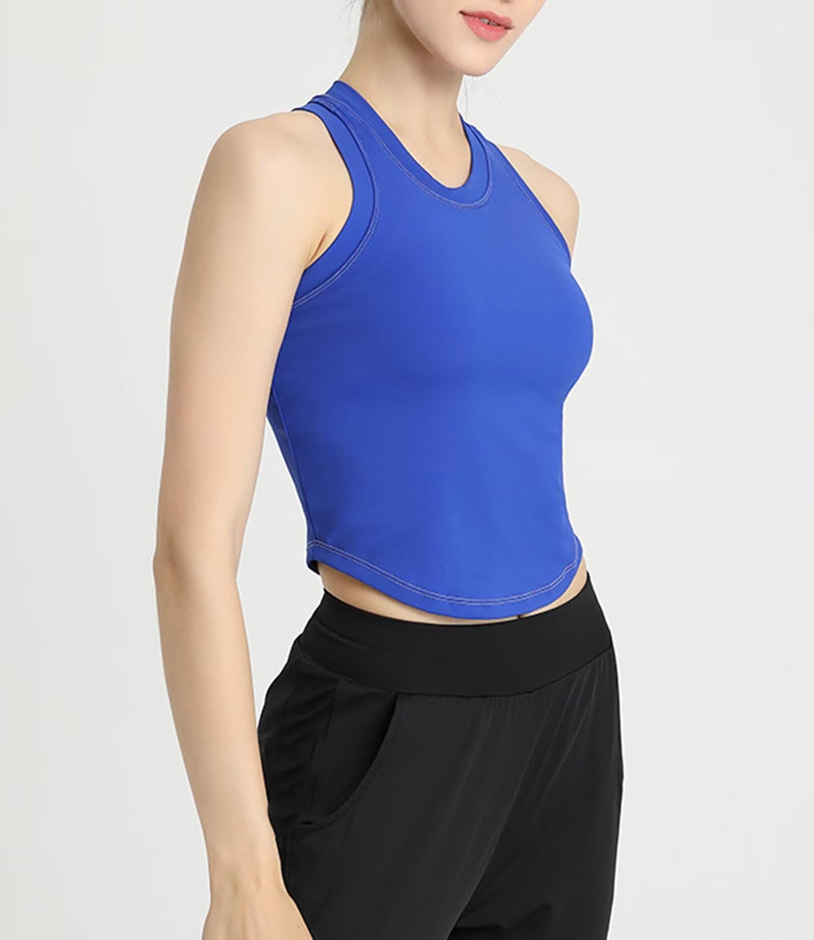 Rivccku Camisetas de Yoga para Mujer con Brasier Integrado para Entrenamiento,Gimnasio,Chaleco Deportivo Camiseta de Tirantes