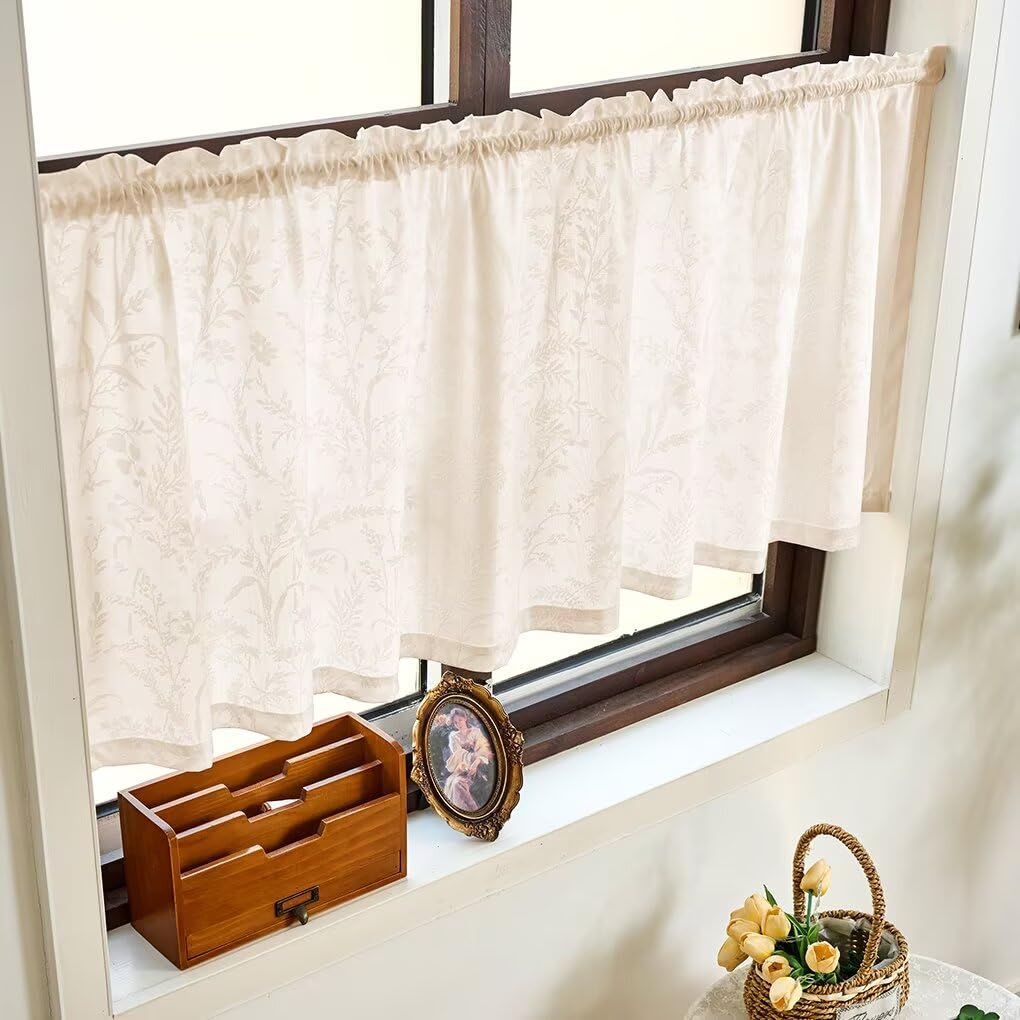 Amazon｜NEKOHASHI カフェカーテン 40cm丈 幅95cm 小窓用 カフェ