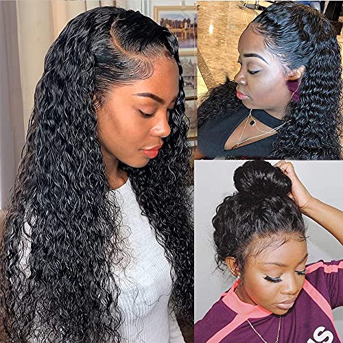 13x6 Water Wave Lace Front Wig Human Hair Pre Plucked Wet and wavy 13x6 Lace Front Human Hair Wigs water wave frontal wig 180 Density 24inch