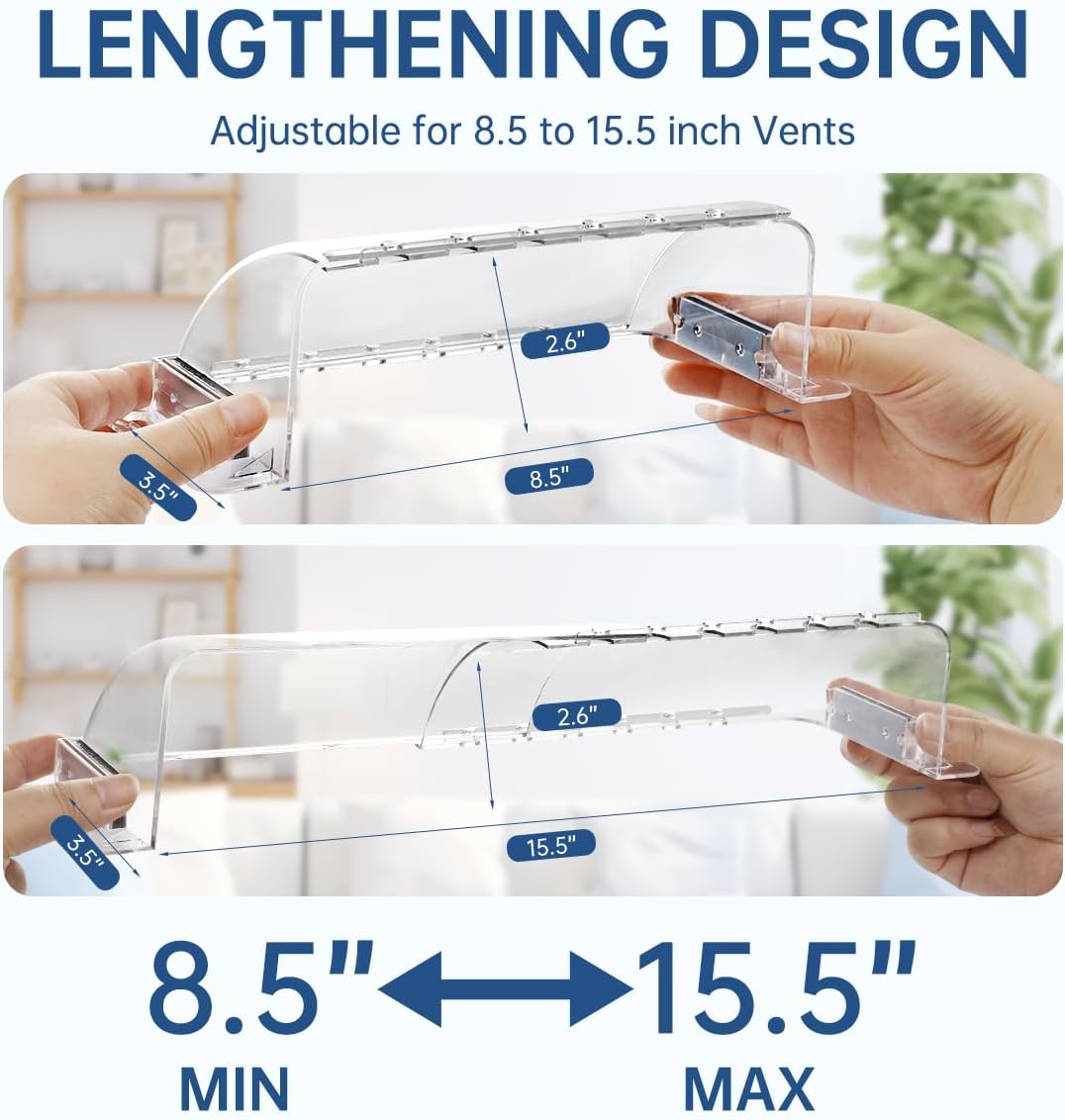 2-Pack Air Vent Deflector 8.5 to15.5 Inches, Aerospace-Grade Plastic (5-Meter Drop Resistant), 200% Stronger Magnetic AC/Heat Vent Covers (-35°F to 284°F) for Ceiling/Floor/Wall Registers - Image 3