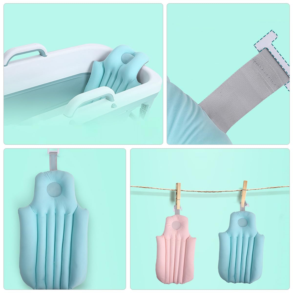 TOYANDONA Cojín de Baño para Ñiño Ligero y Fácil de Fijar Hecho de Spandex y Poliéster Adecuado para Cuna de Baño Color Aleatorio