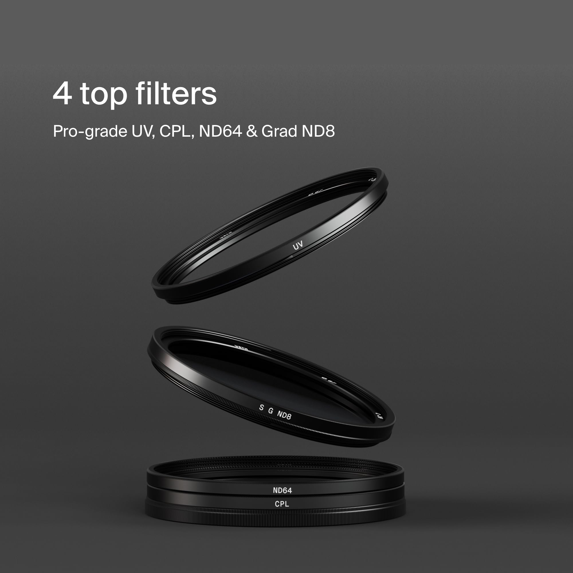 Urth 52 mm Kit Filtri UV, Filtro Polarizzatore (CPL), ND64, Soft Grad ND8 (Plus) — 4-in-1 per Fotografia Paesaggistica, Multi-Rivestimento, Filtro per Fotocamera in Vetro Ottico HD con 2 Tappi