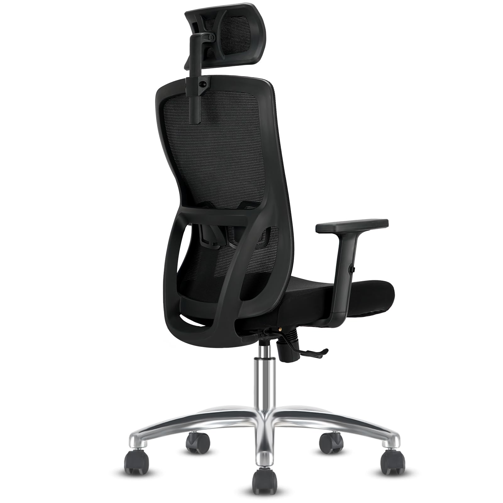 Silla Escritorio, Silla Ergonomica con Reposacabezas Ajustable, Reposabrazos, Soporte Lumbar, Silla de Oficina con Altura Regulable y Oscilación de 90°-120°, Silla Giratoria Capacidad de Peso 150kg