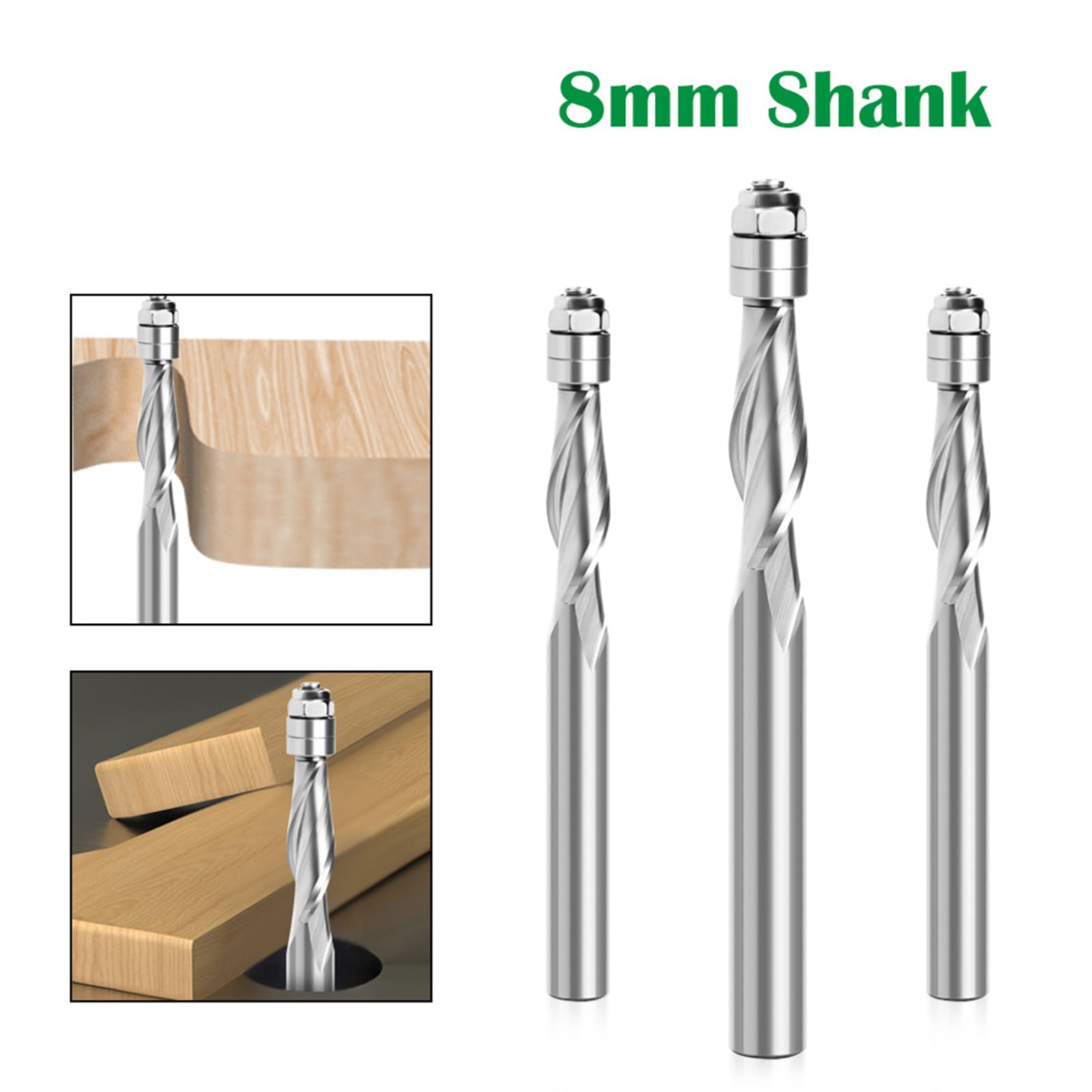 8mm Shank End Mill Spirals Cutter Tugster Steel Router Bit for Milling Woodworking Cutter