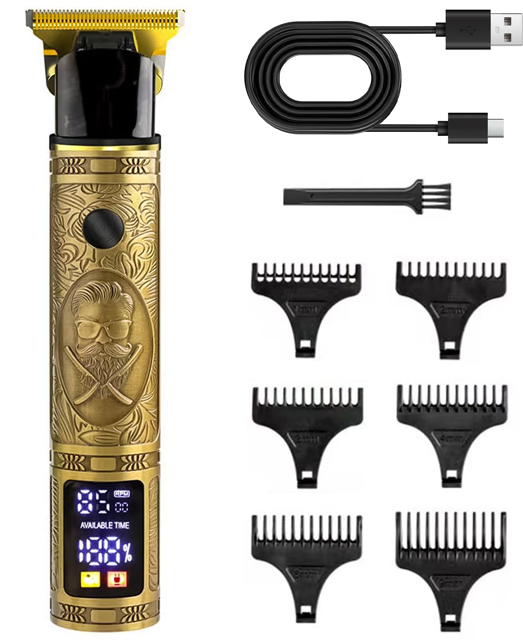 Tondeuse Cheveux Hommes, Tondeuse Barbe Homme T Zéro écart Avec écran LED, IPX7 Étanche à L'eau Sans Fil Tondeuse Precision Rechargeable, Tondeuse Professionnelle pour Famille Barbier et Cadeau Homme