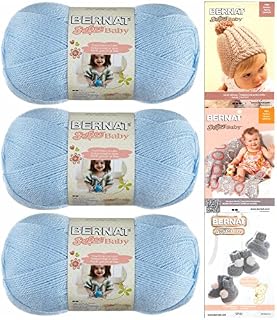 Bernat Softee Baby Yarn 3 Pack Bundle Includes 3 Patterns DK Light Worsted