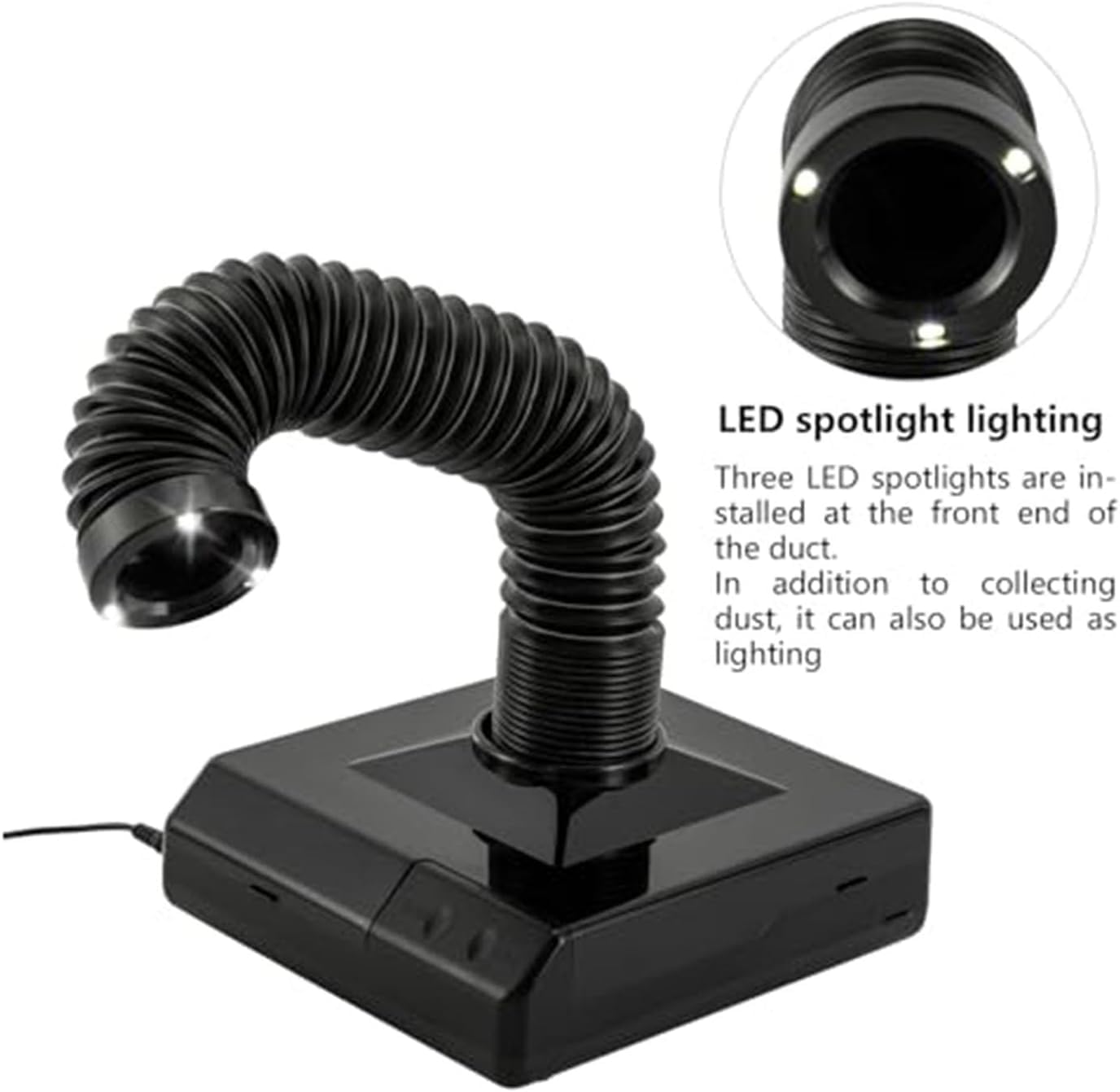 Extracteur de poussière pour ongles 60 W faible bruit avec lumière LED