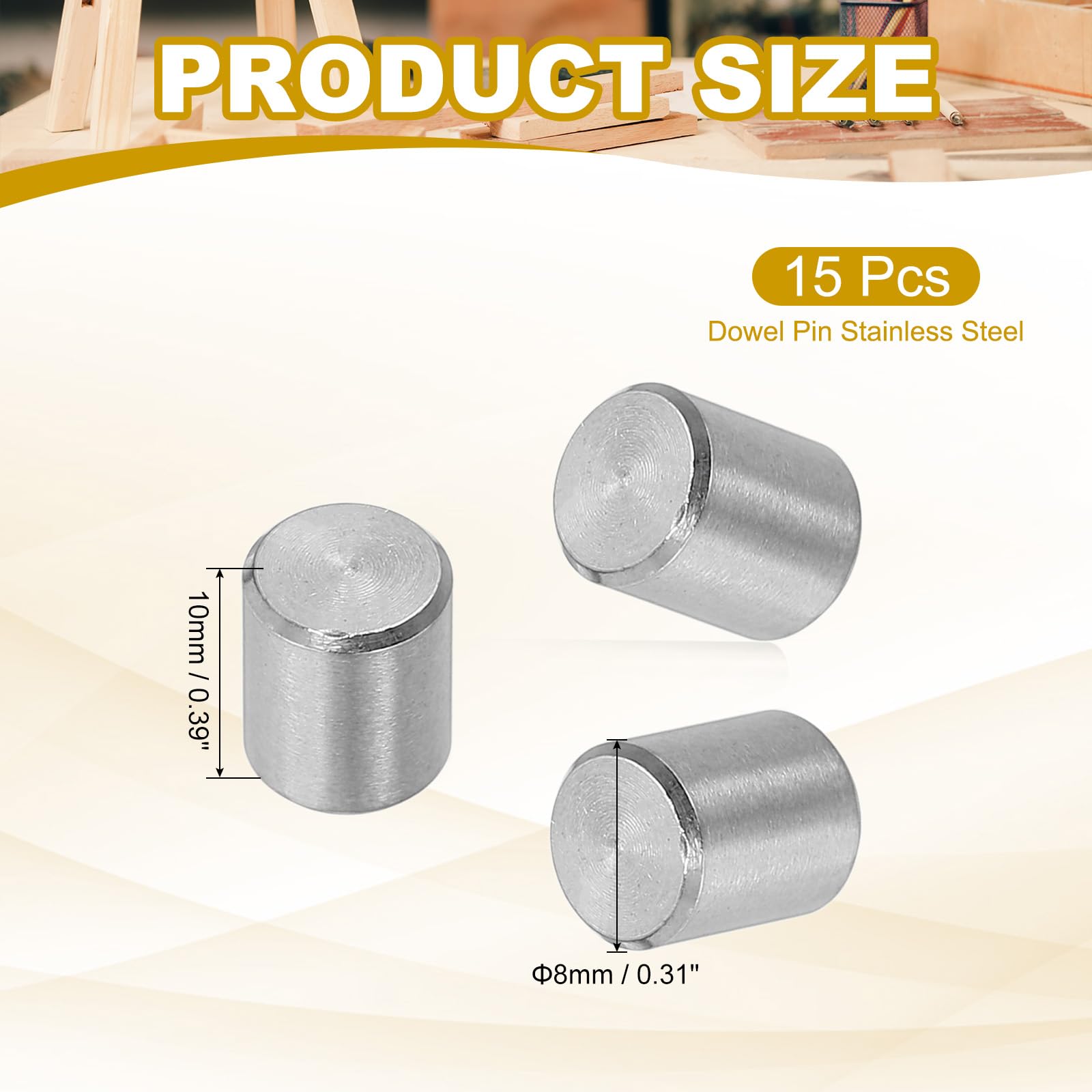 PATIKIL 8mm x 10mm Dowel Pin Stainless Steel - Image 2