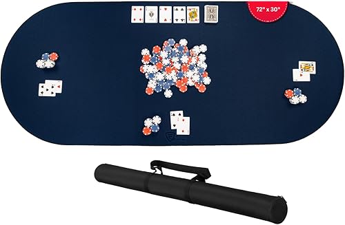 Miniatura 10 de Tapete de juego de mesa de 42 x 66 pulgadas, tapete Mahjong para mesa con bolsa de transporte, tapete de juego de neopreno antideslizante, cubierta