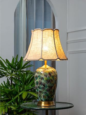 Whispering Homes Artisan Crafted American Style Ceramic Table Lamp with Beige Shade