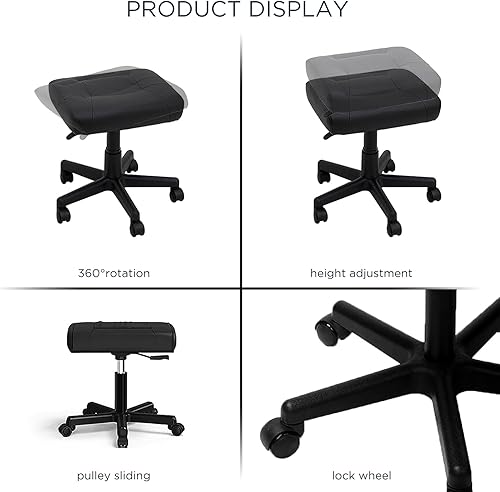 Miniatura 3 de Reposapiés ajustable con ruedas giratorias de 360, reposapiés ergonómico debajo del escritorio para uso doméstico u oficina (negro)
