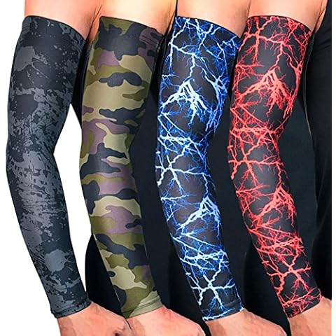 Bbl345dLlo UV Protection Cooling Arm Cover Sleeves, Sweat Absorbent, Breathable, High-elastic Arm Sleeves Sun UV Protection Cover Protector Pads Elbow Support - Camouflage M Cover