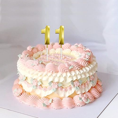 Miniatura 7 de Velas doradas con número de 11 velas de cumpleaños para tartas, diseño 3D, velas para adolescentes, cumpleaños, aniversario, boda, fiesta,